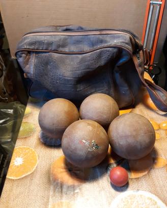 Quattro Bocce con pallino con borsa