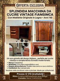 Macchina per cucite anni 60 con mobiletto