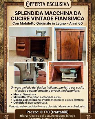 Macchina per cucite anni 60 con mobiletto