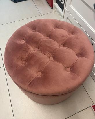 Pouf contenitore porta scarpe velluto rosa