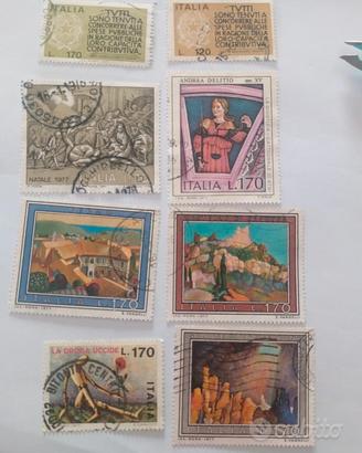 8 francobolli italiani usati del 1977