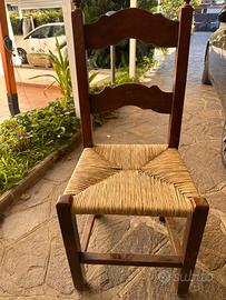 Tavolo massello e 6 sedie impagliate