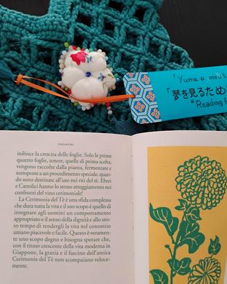 Set Kokoro Libro del Tè+borsa+segnalibro handmade