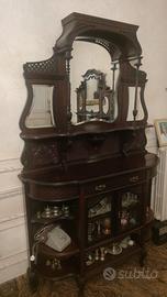 Credenza-Vetrina Antica con Specchi 