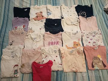 lotto 22 maglie manica lunga bimba 24/30 mesi