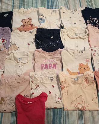 lotto 22 maglie manica lunga bimba 24/30 mesi