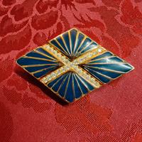 spilla con zirconi  e smalto firmata