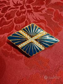 spilla con zirconi  e smalto firmata