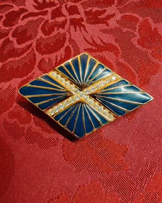 spilla con zirconi  e smalto firmata