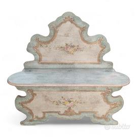 Panca con schienale sagomato dipinta a mano