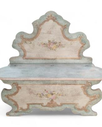 Panca con schienale sagomato dipinta a mano