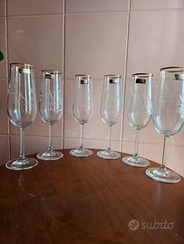 Set 6 calici stretti in cristallo Bohemia 