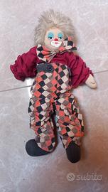 Clown Vintage Pagliaccio Corpo Morbido Stoffa 39cm