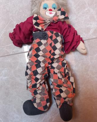 Clown Vintage Pagliaccio Corpo Morbido Stoffa 39cm