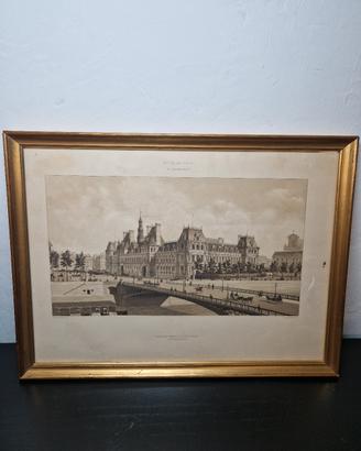 Antica Litografia Parigi – Hôtel de Ville 1880
