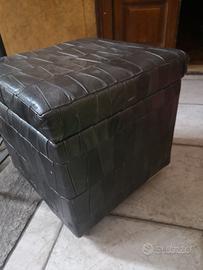 pouf contenitore in vera pelle