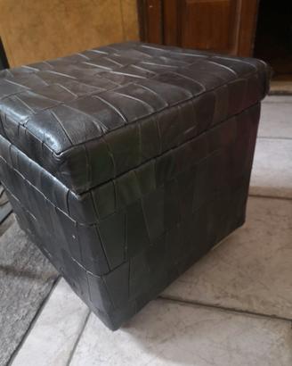 pouf contenitore in vera pelle