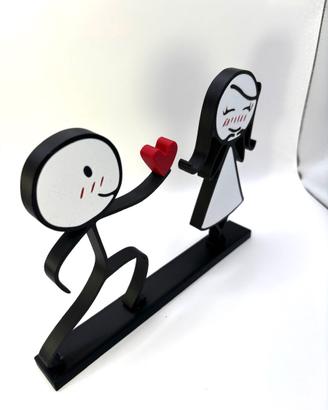 Statuetta  Coppia Innamorata con Cuore Stampa 3D