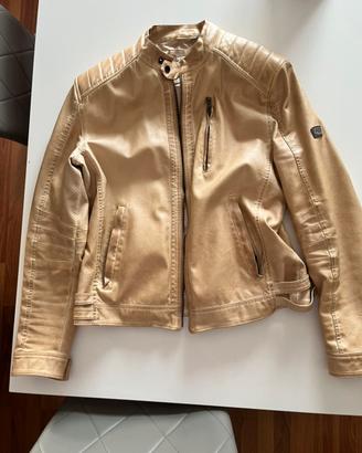 Giacca biker beige modello trapuntato tg xl