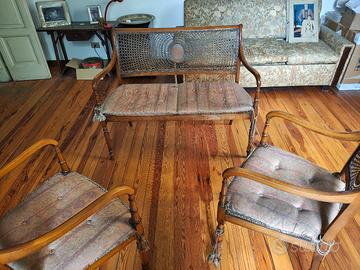divanetto + 2 poltroncine neoclassico  vintage 