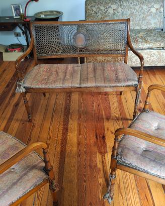 divanetto + 2 poltroncine neoclassico  vintage 