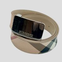 Burberry cintura pelle tela fibbia argento belt