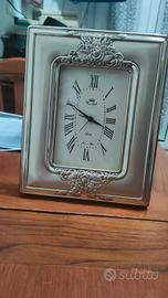 orologio da tavolo vintage in laminato argento
