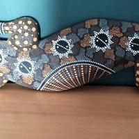 Geco da parete in legno dipinto a mano (100cm)