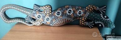 Geco da parete in legno dipinto a mano (100cm)