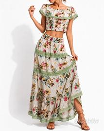 completo donna floreale estivo cotone M vestito 