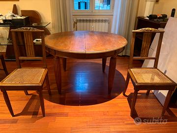 Tavolo francese in rovere con 4 sedie