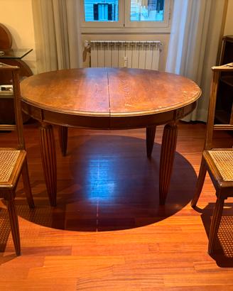 Tavolo francese in rovere con 4 sedie