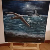 Quadro olio su tela tema : " Il silenzio del mare