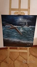 Quadro olio su tela tema : " Il silenzio del mare
