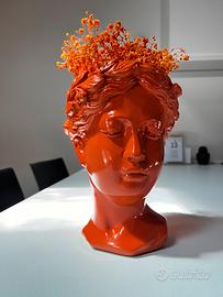 Vaso testa busto classico pop art Arancione