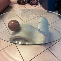 Tavolino di design in Cristallo e marmo rosa