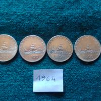 4 monete da 500 lire argento caravelle del 1964
