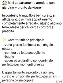 Appartamento libero ,arredato
