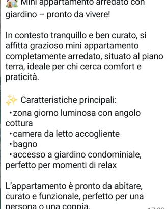 Appartamento libero ,arredato