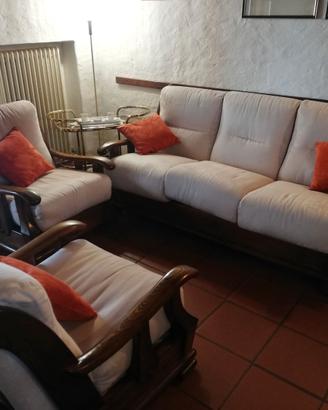 Salotto noce massello divano letto + 2 poltrone