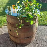 tavolo botte con ripiano in vetro