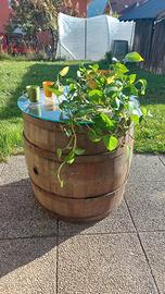 tavolo botte con ripiano in vetro