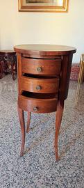 Mobiletto Tavolino Intarsiato Ovale con Cassetti
