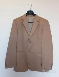Blazer / Giacca uomo beige in cotone e lino 