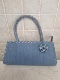 Borsa in Rafia color blu avio