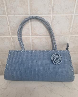 Borsa in Rafia color blu avio