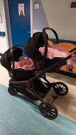 Trio gemellare, navicella, ovetto e passeggino