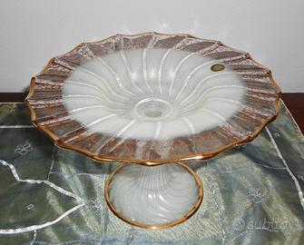 Alzata in vetro di Murano con profili in oro