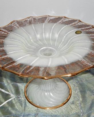 Alzata in vetro di Murano con profili in oro