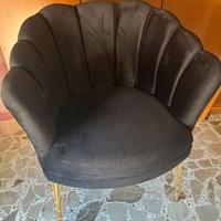 Poltrona Imbottita, Sedia da Salotto Moderna Nera.